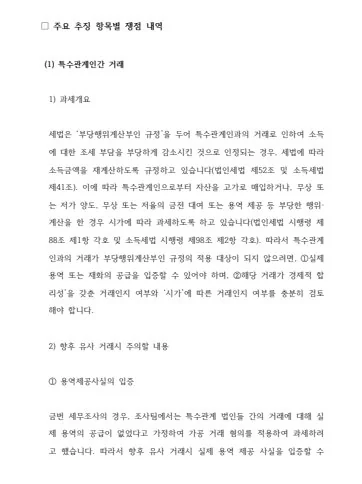 결과보고 책자 내 쟁점 내역 (내용 흐림 처리)